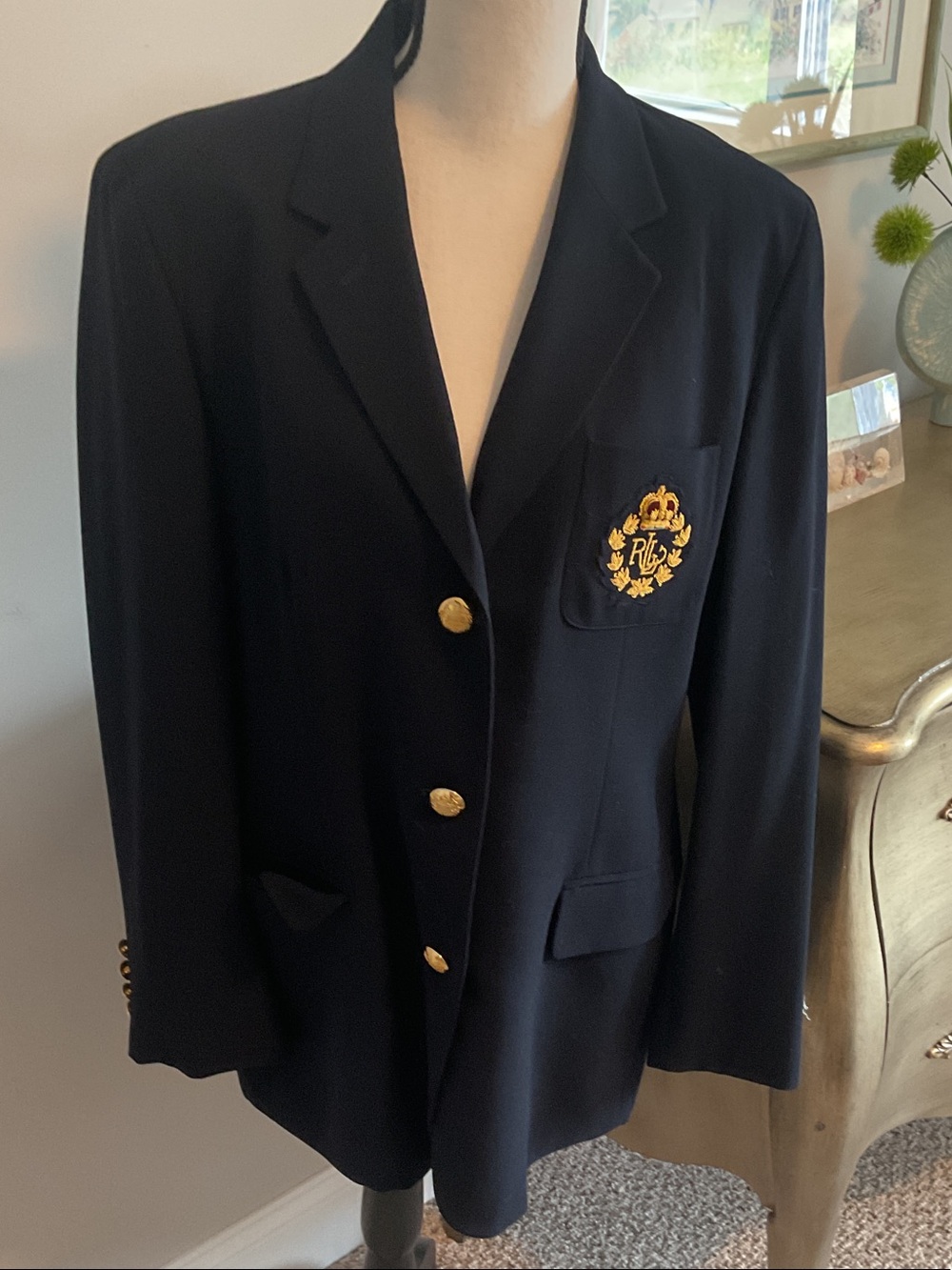 RALPH LAUREN VINTAGE 100% wool Navy blue blazer